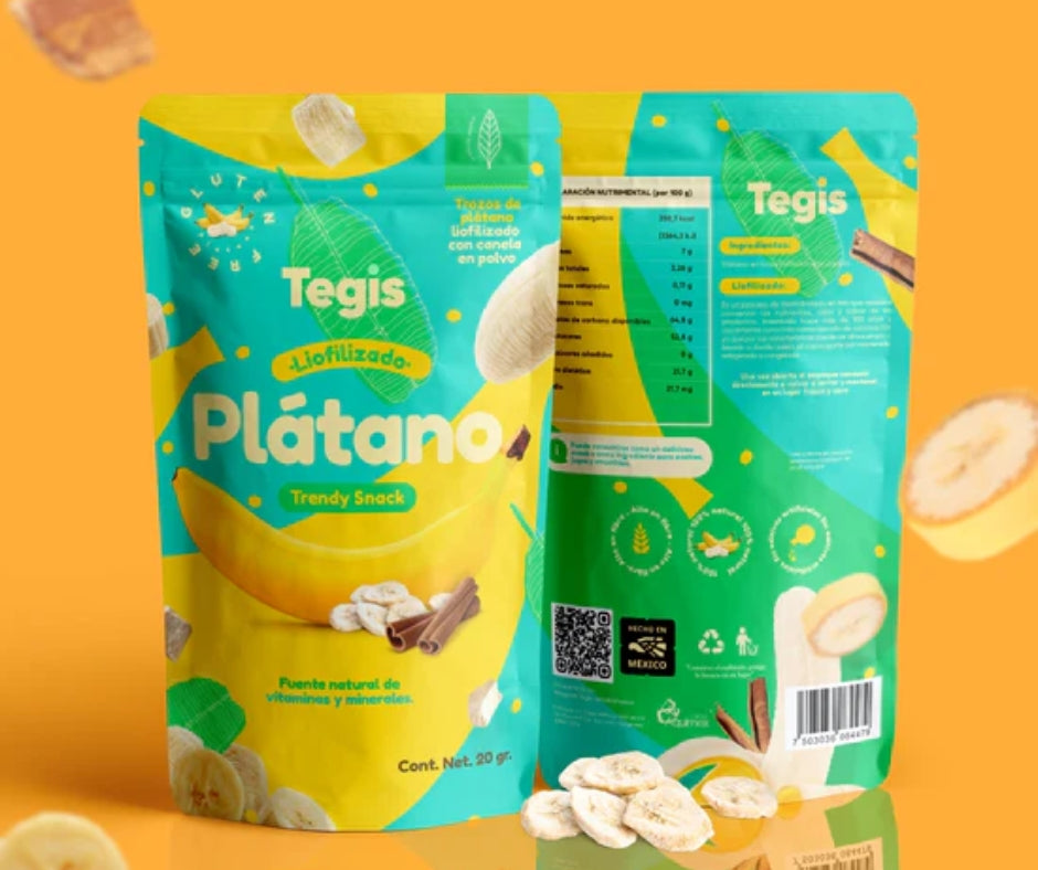Tegis fruta natural liofilizada de plátano con canela
